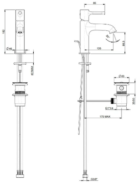 VANITY 72054 - Washbasin mixer with flow limiter with pop up waste by Rubinetterie Frattini - view 3